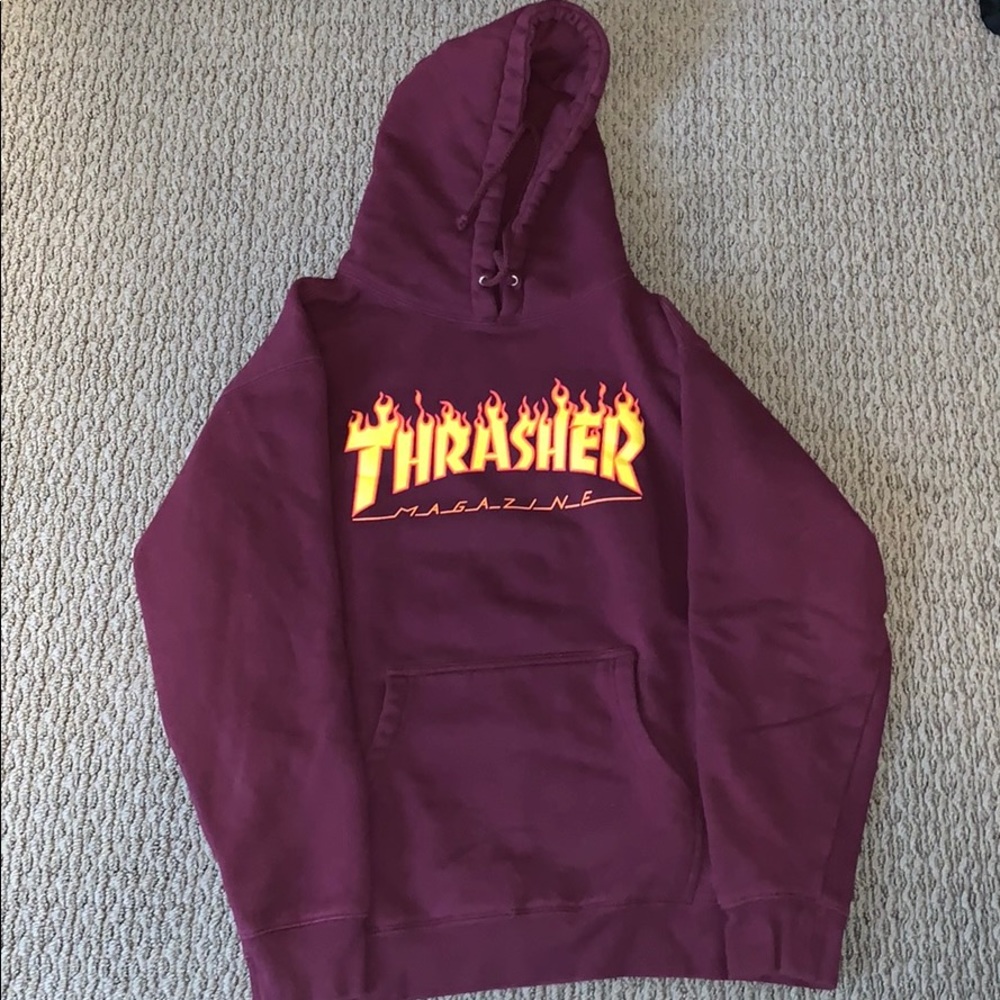 Thrasher Maroon Flame Hoodie